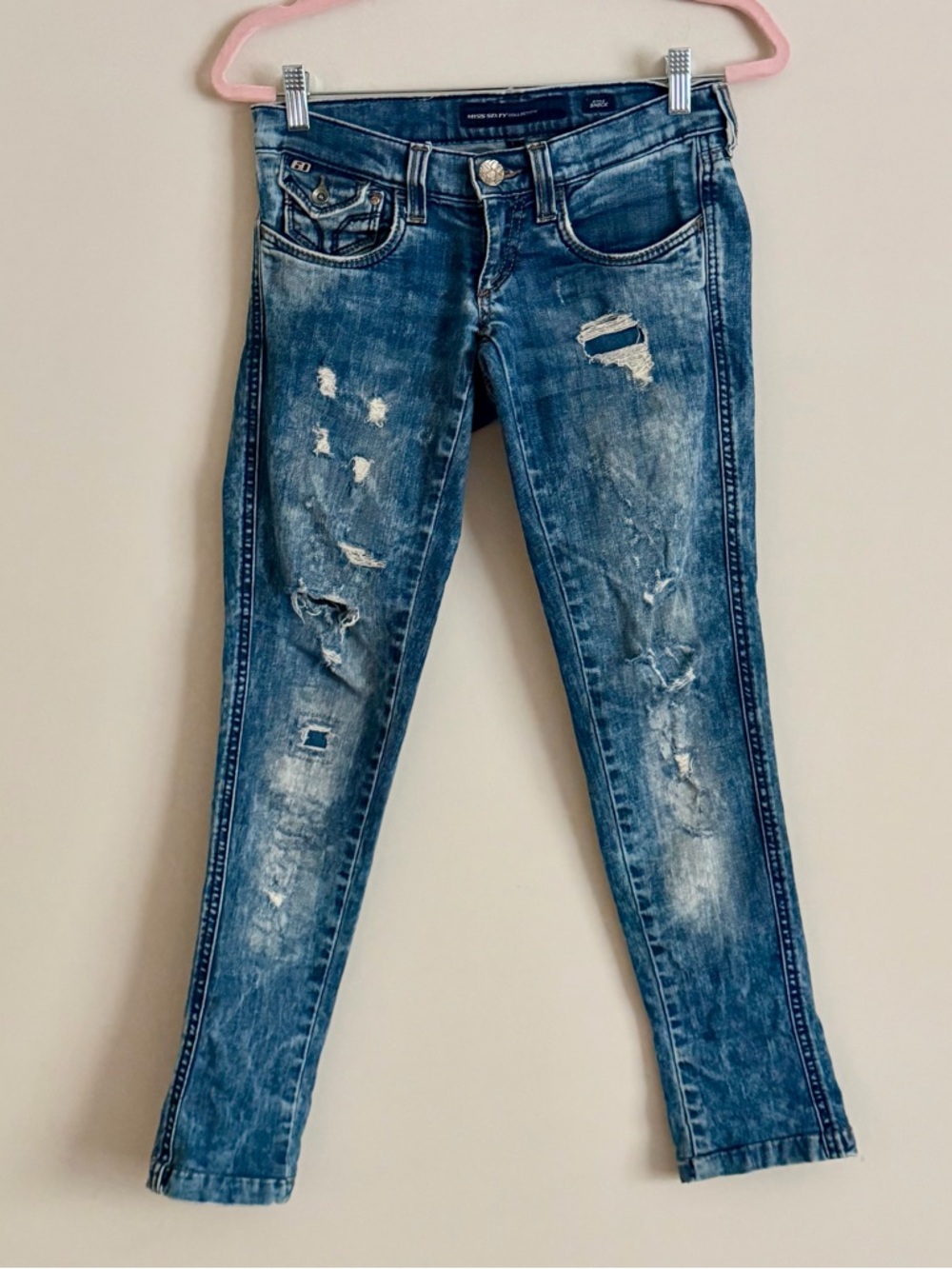 Miss Sixty Low Rise Skinny Jeans Size 25 Distressed Y2K Grunge Punk Denim - Picture 6 of 12